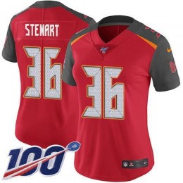 Tampa Bay Buccaneers #36 M.J. Stewart Red Team Color Women's Stitched NFL 100th Season Vapor Untouchable Limited Jersey