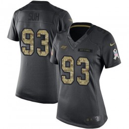 Tampa Bay Buccaneers #93 Ndamukong Suh Black Women's Stitched NFL Limited 2016 Salute to Service Jersey