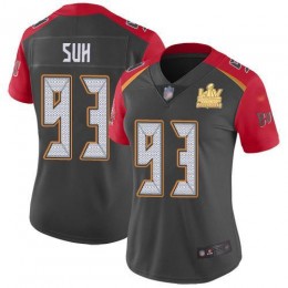 Tampa Bay Buccaneers #93 Ndamukong Suh Gray Women's Super Bowl LV Champions Patch Stitched NFL Limited Inverted Legend Jersey