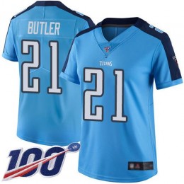 Tennessee Titans #21 Malcolm Butler Light Blue Women's Stitched NFL Limited Rush 100th Season Jersey