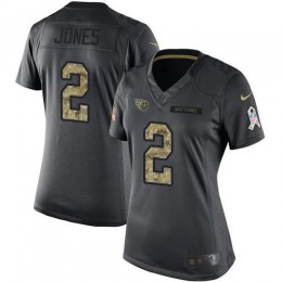 Tennessee Titans #2 Julio Jones Black Women's Stitched NFL Limited 2016 Salute to Service Jersey