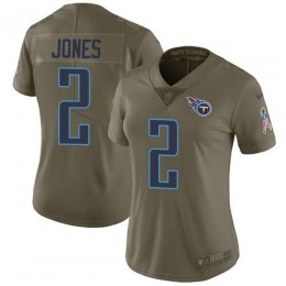 Tennessee Titans #2 Julio Jones Olive Women's Stitched NFL Limited 2017 Salute To Service Jersey