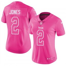 Tennessee Titans #2 Julio Jones Pink Women's Stitched NFL Limited Rush Fashion Jersey