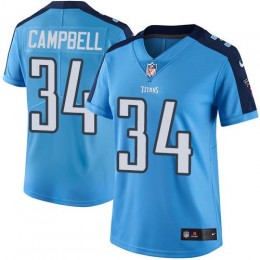Tennessee Titans #34 Earl Campbell Light Blue Women's Stitched NFL Limited Rush Jersey