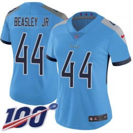 Tennessee Titans #44 Vic Beasley Jr Light Blue Alternate Women's Stitched NFL 100th Season Vapor Untouchable Limited Jersey