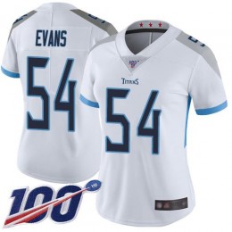 Tennessee Titans #54 Rashaan Evans White Women's Stitched NFL 100th Season Vapor Limited Jersey