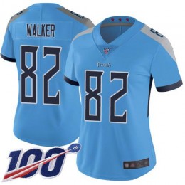 Tennessee Titans #82 Delanie Walker Light Blue Alternate Women's Stitched NFL 100th Season Vapor Limited Jersey