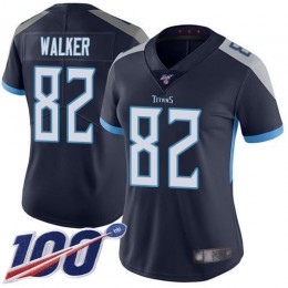 Tennessee Titans #82 Delanie Walker Navy Blue Team Color Women's Stitched NFL 100th Season Vapor Limited Jersey