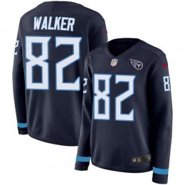 Tennessee Titans #82 Delanie Walker Navy Blue Team Color Women's Stitched NFL Limited Therma Long Sleeve Jersey