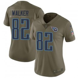 Tennessee Titans #82 Delanie Walker Olive Women's Stitched NFL Limited 2017 Salute to Service Jersey