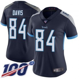 Tennessee Titans #84 Corey Davis Navy Blue Team Color Women's Stitched NFL 100th Season Vapor Limited Jersey
