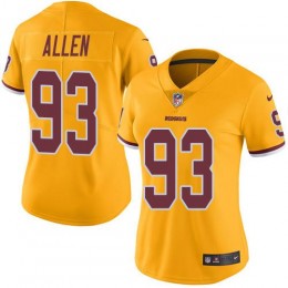 Commanders #93 Jonathan Allen Gold Women's Stitched NFL Limited Rush Jersey