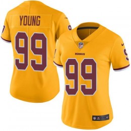 Commanders #99 Chase Young Gold Women's Stitched NFL Limited Rush Jersey