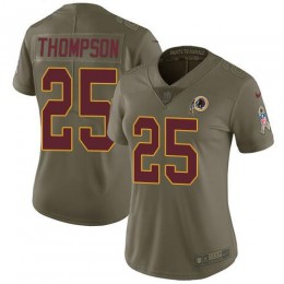 Washington Commanders #25 Chris Thompson Olive Women's Stitched NFL Limited 2017 Salute to Service Jersey