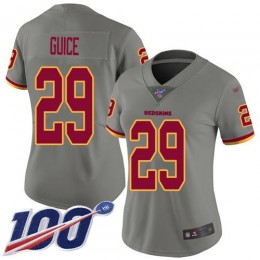 Washington Commanders #29 Derrius Guice Gray Women's Stitched NFL Limited Inverted Legend 100th Season Jersey