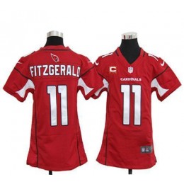 Cardinals #11 Larry Fitzgerald Red Team Color With C Patch Youth Stitched NFL Elite Jersey