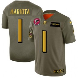 Atlanta Falcons #1 Marcus Mariota NFL Youth Olive Gold 2019 Salute To Service Limited Jersey