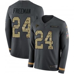 Atlanta Falcons #24 Devonta Freeman Anthracite Salute to Service Youth Stitched NFL Limited Therma Long Sleeve Jersey