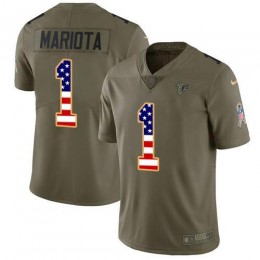 Falcons #1 Marcus Mariota Olive/USA Flag Stitched Youth NFL Limited 2017 Salute To Service Jersey