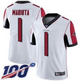 Falcons #1 Marcus Mariota White Stitched Youth NFL 100th Season Vapor Untouchable Limited Jersey