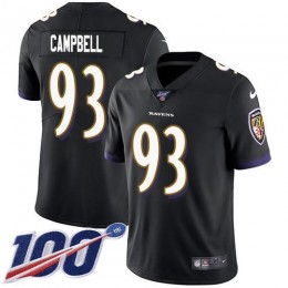 Baltimore Ravens #93 Calais Campbell Black Alternate Youth Stitched NFL 100th Season Vapor Untouchable Limited Jersey
