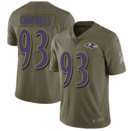 Baltimore Ravens #93 Calais Campbell Olive Youth Stitched NFL Limited 2017 Salute To Service Jersey