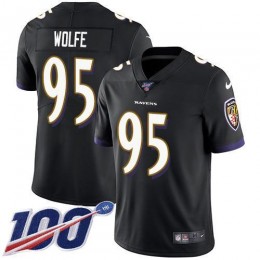Baltimore Ravens #95 Derek Wolfe Black Alternate Youth Stitched NFL 100th Season Vapor Untouchable Limited Jersey