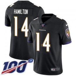 Ravens #14 Kyle Hamilton Black Alternate Youth Stitched NFL 100th Season Vapor Untouchable Limited Jersey