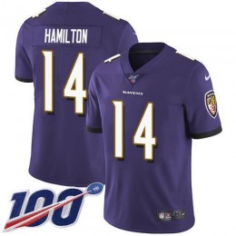 Ravens #14 Kyle Hamilton Purple Team Color Youth Stitched NFL 100th Season Vapor Untouchable Limited Jersey