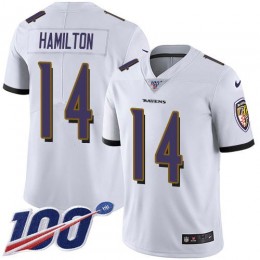 Ravens #14 Kyle Hamilton White Youth Stitched NFL 100th Season Vapor Untouchable Limited Jersey