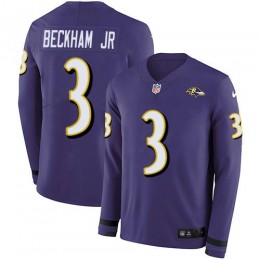 Ravens #3 Odell Beckham Jr. Purple Team Color Youth Stitched NFL Limited Therma Long Sleeve Jersey