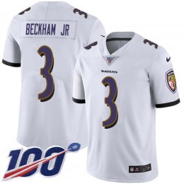 Ravens #3 Odell Beckham Jr. White Youth Stitched NFL 100th Season Vapor Untouchable Limited Jersey