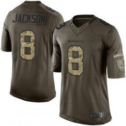 Ravens #8 Lamar Jackson Green Youth Stitched NFL Limited 2015 Salute To Service Jersey