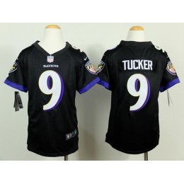 Ravens #9 Justin Tucker Black Alternate Youth Stitched NFL New Elite Jersey