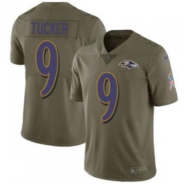 Ravens #9 Justin Tucker Olive Youth Stitched NFL Limited 2017 Salute To Service Jersey