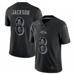 Youth Baltimore Ravens #8 Lamar Jackson Black NFL Black Reflective Limited Jersey