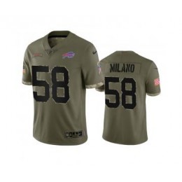 Youth Womens Youth Kids Buffalo Bills #58 Matt Milano 2022 Salute To Service Limited Jersey – Olive
