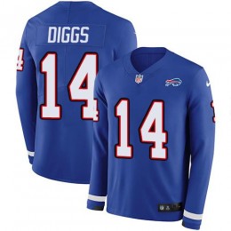 Bills #14 Stefon Diggs Royal Blue Team Color Youth Stitched NFL Limited Therma Long Sleeve Jersey