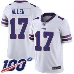 Bills #17 Josh Allen White Youth Stitched NFL 100th Season Vapor Limited Jersey