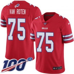 Bills #75 Greg Van Roten Red Youth Stitched NFL Limited Rush 100th Season Jersey