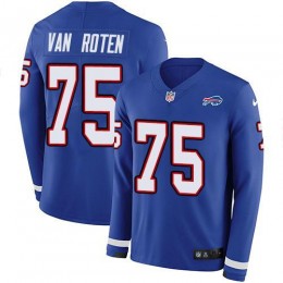Bills #75 Greg Van Roten Royal Blue Team Color Youth Stitched NFL Limited Therma Long Sleeve Jersey