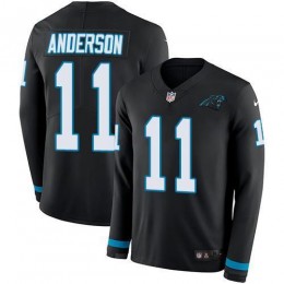 Carolina Panthers #11 Robby Anderson Black Team Color Youth Stitched NFL Limited Therma Long Sleeve Jersey