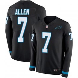 Carolina Panthers #7 Kyle Allen Black Team Color Youth Stitched NFL Limited Therma Long Sleeve Jersey