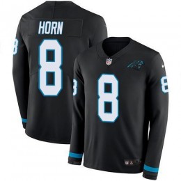 Carolina Panthers #8 Jaycee Horn Black Team Color Youth Stitched NFL Limited Therma Long Sleeve Jersey