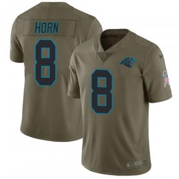 Carolina Panthers #8 Jaycee Horn Olive Youth Stitched NFL Limited 2017 Salute To Service Jersey
