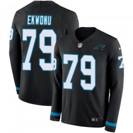 Panthers #79 Ikem Ekwonu Black Team Color Youth Stitched NFL Limited Therma Long Sleeve Jersey