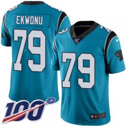 Panthers #79 Ikem Ekwonu Blue Alternate Youth Stitched NFL 100th Season Vapor Untouchable Limited Jersey