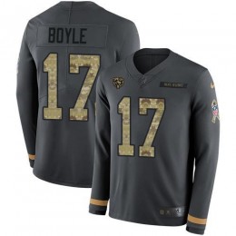 Bears #17 Tim Boyle Anthracite Salute To Service Youth Stitched NFL Limited Therma Long Sleeve Jersey