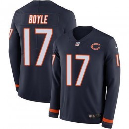 Bears #17 Tim Boyle Navy Blue Team Color Youth Stitched NFL Limited Therma Long Sleeve Jersey