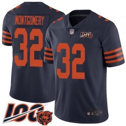 Chicago Bears #32 David Montgomery Navy Blue Alternate Youth Stitched NFL 100th Season Vapor Limited Jersey